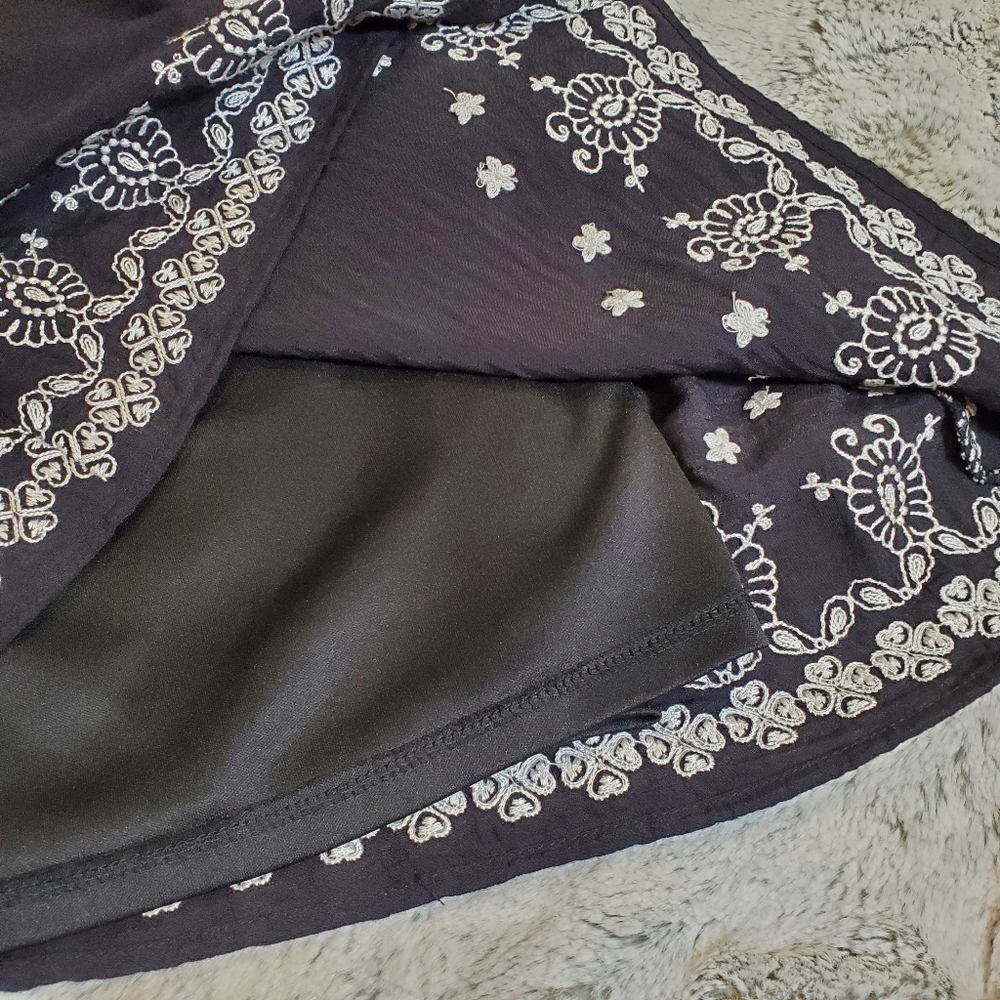 Embroidered Halter Neck Dress, Black, Size XS - Picture 6 of 9